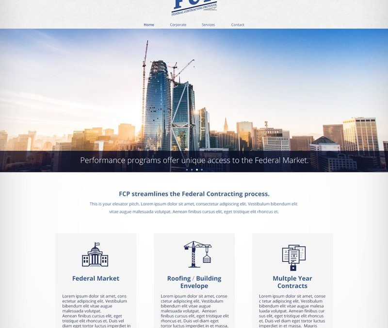 Government Contracting Website Mock Up & Contact Form Splash Page